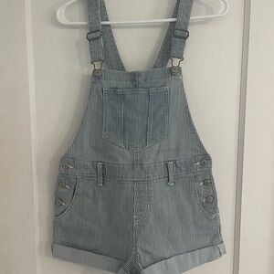 Striped Denim Overalls